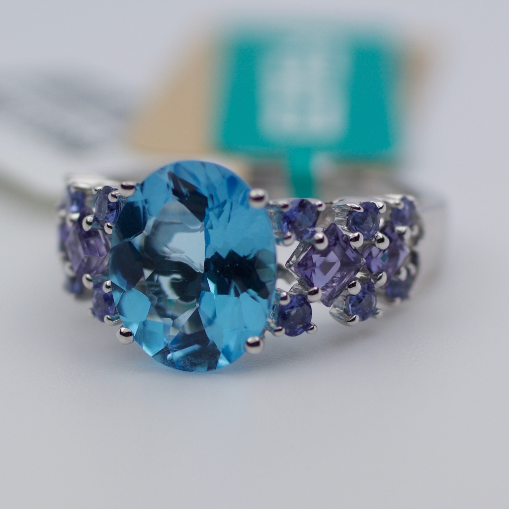 Effy 14k White Gold Oval Topaz And Tanzanite Ring 975$